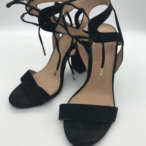Charlotte Russe Black Lace Up Heels (Size 8)